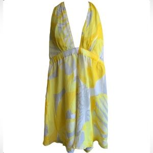 Y2K Express Silk Babydoll Halter Mini Dress